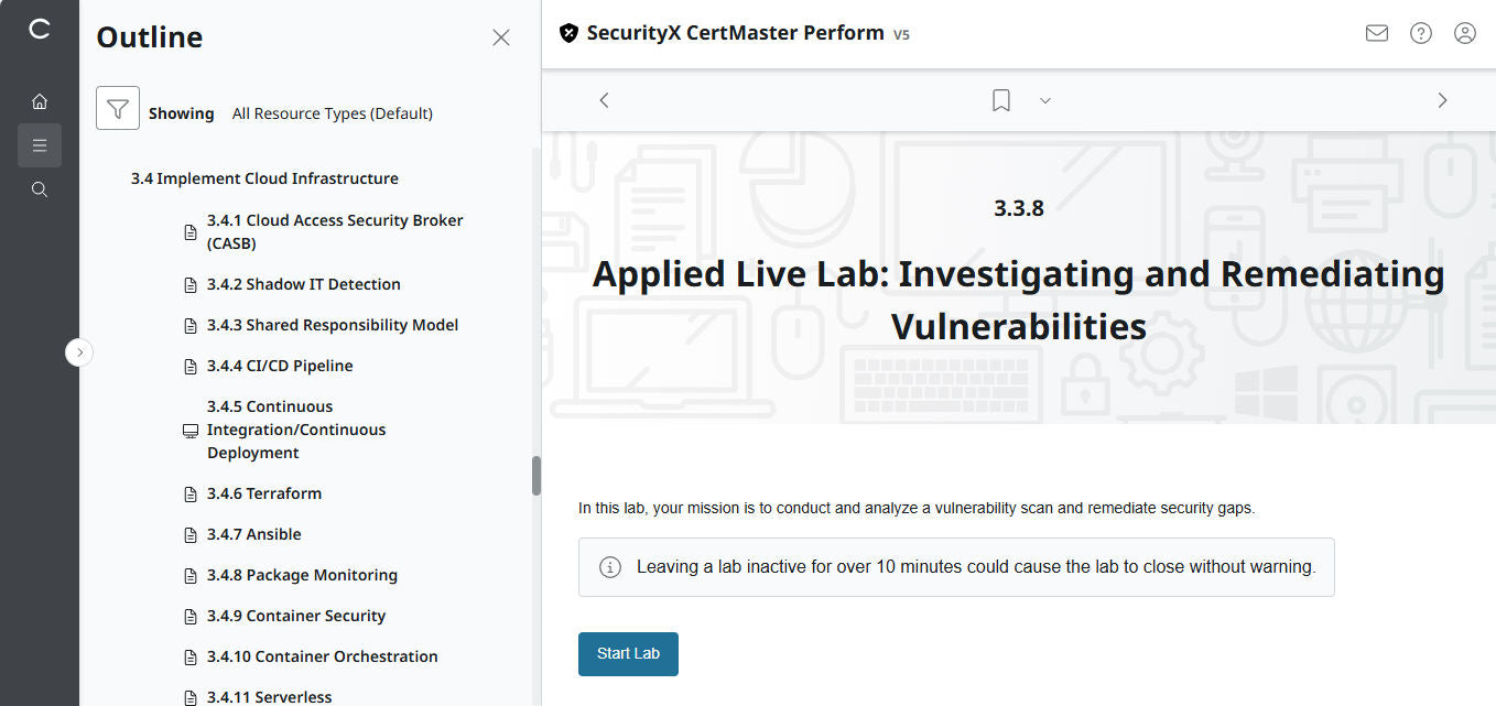 CertMaster Perform für CompTIA SecurityX (CASP+) CAS-005 3-Monats-Zugang (🛒Sonderangebot)