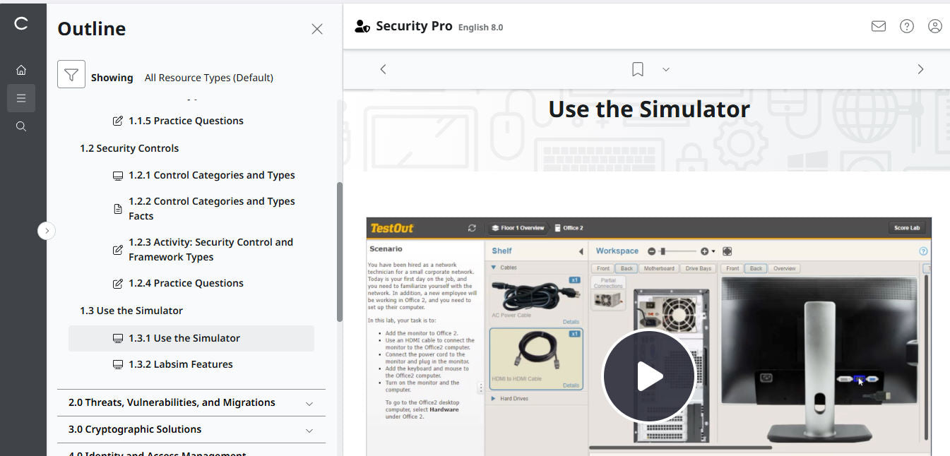 TestOut Security Pro สำหรับ Security+ (SY0-701) - สิทธิ์เข้าใช้งาน 12 เดือน