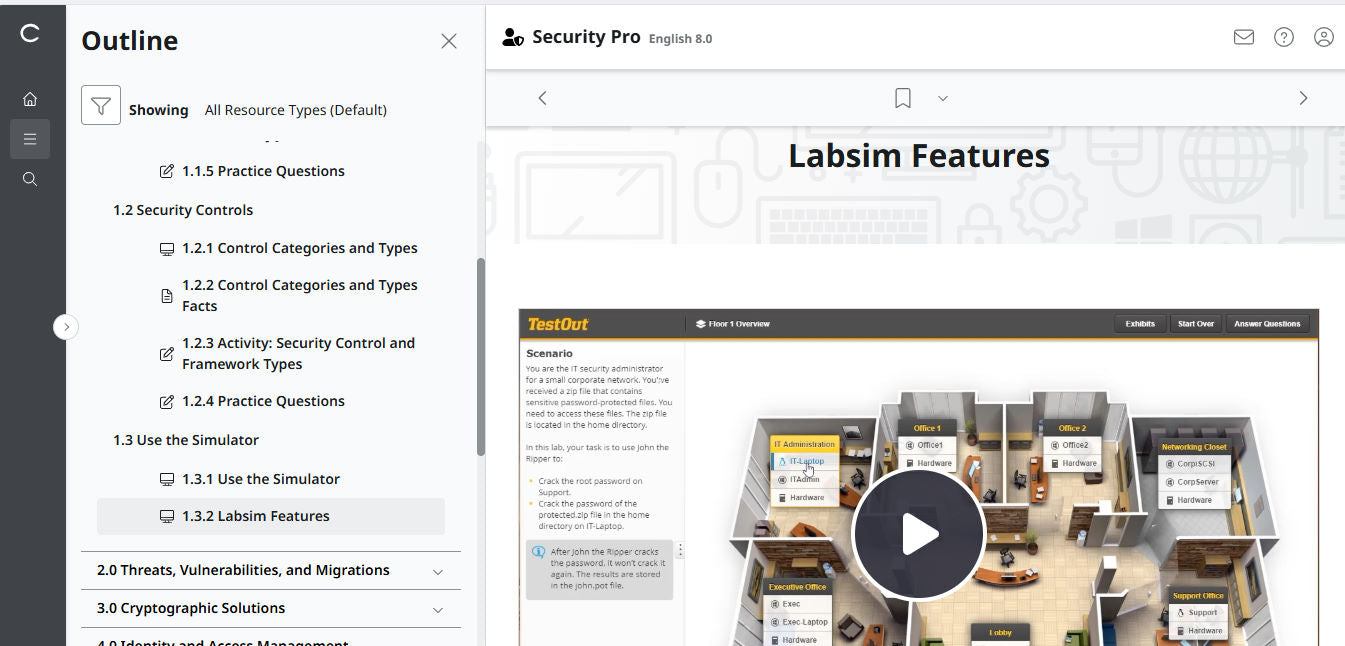 TestOut Security Pro สำหรับ Security+ (SY0-701) - สิทธิ์เข้าใช้งาน 12 เดือน