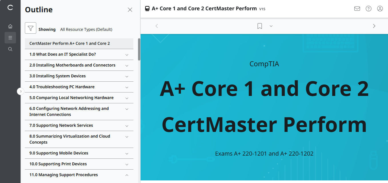 CompTIA A+ Core 1 &amp; 2 CertMaster Perform (V15) (4ヶ月アクセス) (🛒特別オファー)