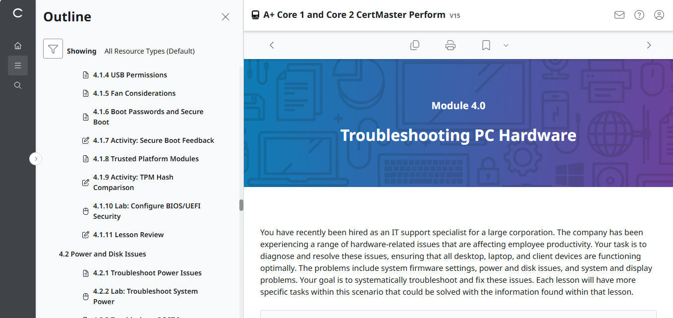 CompTIA A+ Core 1 &amp; 2 CertMaster Perform (V15) (4ヶ月アクセス) (🛒特別オファー)