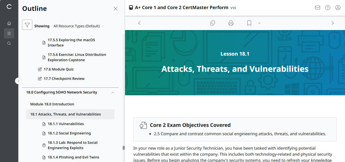 CompTIA A+ Core 1 &amp; 2 CertMaster Perform (V15) (4ヶ月アクセス) (🛒特別オファー)