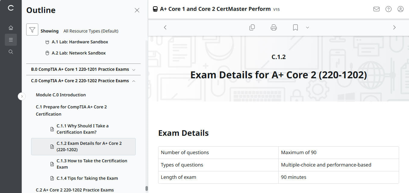 CompTIA A+ Core 1 &amp; 2 CertMaster Perform (V15) (4-Monats-Zugriff) (🛒Sonderangebot)