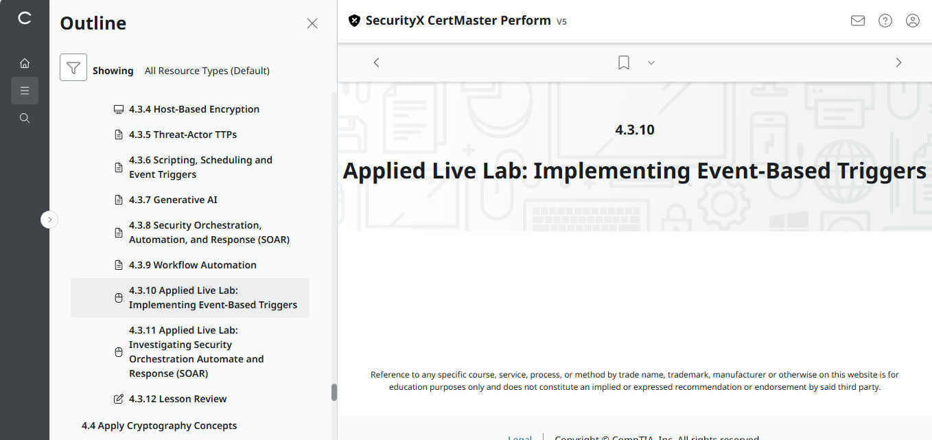 CompTIA CertMaster Perform – SecurityX CASP+ CAS-005 個人ライセンス